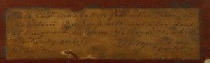 Nota manuscrita por el reverendo Boys que acompaña a la máscara denominada "Boys".